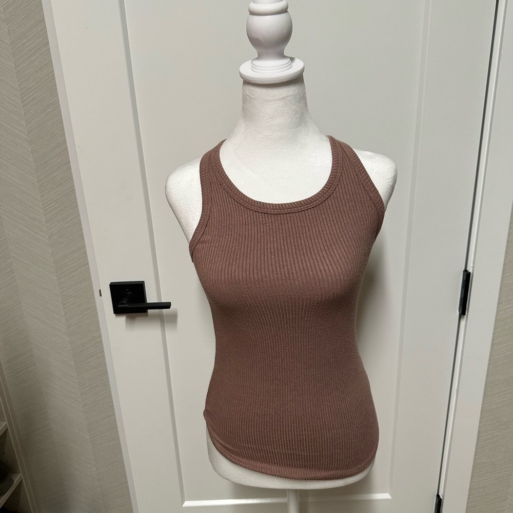 Sablyn Ribbed Brown Tank Top
